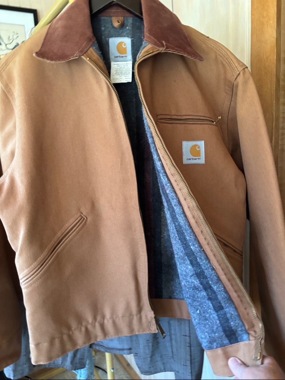 Carhartt Tan/Brown Duck Jacket with Corduroy Collar